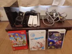 Nintendo Wii 本体ブラック + ゲームソフト3本セット