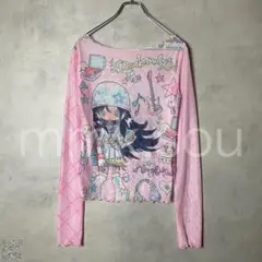 y2k 00s トップス セカンドスキン パワーネット Tシャツ ピンク1