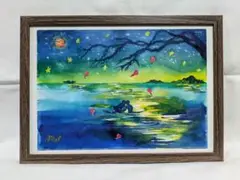 透明水彩画　「凪二人」Ｆ2サイズ
