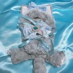 15cm~16cm用 おすわり ぬい服 ハンドメイド きぐるみ 水色 グレー