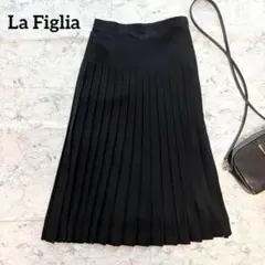 【La Figlia】シフォンロングプリーツスカート ブラック フォーマル