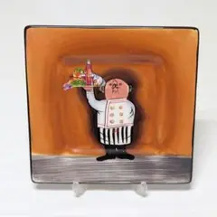 Chef シェフ絵柄のプレート　20cmx20cm