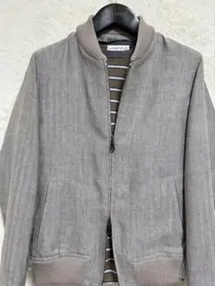 【新品】春夏物 英国生地使用 メンズ ショート丈 ブルゾン M グレーベージュ