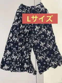 ネイビー花柄キュロット ガウチョパンツ　Lサイズ