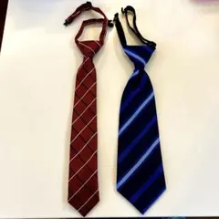 キッズ用ネクタイセット 赤と青チェック柄他 2本セット