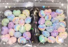 【ビーズ】オーロラハート 40個セット まとめ売り カスタムボールペンになどに