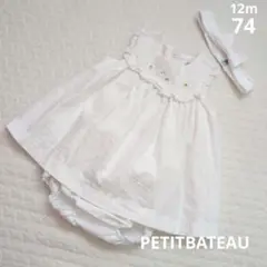 PETITBATEAU　チュニックワンピースヘアバンドセット　12m74