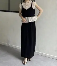 【美品】ジャガードビスチェセットアップ　ブラック