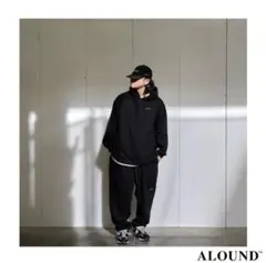ALOUND VENTILATION SWEAT HOODIE 黒サイズ　筆記体