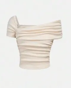 SHEIN Girism ティーンガール 非対称ネックルーシュTシャツ