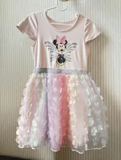 【美品】ミニーちゃん ワンピース 半袖 ピンク 4T