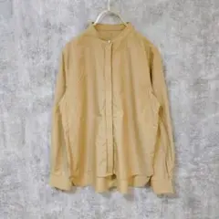 【美品】ELEGARMENT ノーカラーシャツ ブラウン レディース Lサイズ