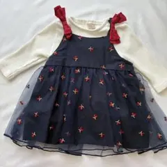【2点セット】プティマイン　70サイズ　さくらんぼ柄　ロンパース