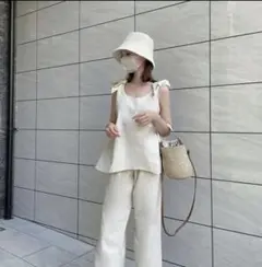 ACYM アシーム　2way shoulder linen セットアップ　リネン