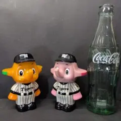 【オマケ付】サトちゃん＆サトコちゃん貯金箱レトロ品 阪神タイガースバージョン