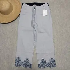 新品タグ付★Rename★刺繍デニム&ストライプ★ストレッチパンツ★3Lサイズ