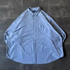 00s Ralph Lauren ビッグBDシャツ 5X 刺繍ロゴ 青 A308