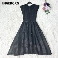 INGEBORG BOUTIQUEインゲボルグ ピンタックフリルシャツワンピース