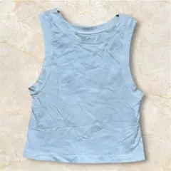 AURA タンクトップ　ノースリーブTシャツホワイト白【M】