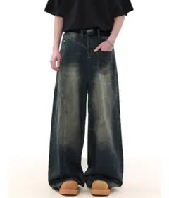 QS86 ペイント加工デニムパンツ MSG＞マルチ加工グランジバギーデニムパンツ ペイント加工