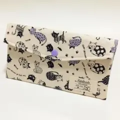 マルチポーチ　通帳ケース&お薬手帳ケース　ハンドメイド　ねこ柄　97