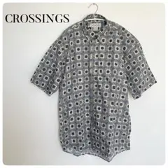 新品✨CROSSINGS クロッシングス　半袖シャツ　総柄シャツ　M