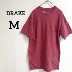 DRAKE 【M】赤 レッド サイズ Tシャツ ポケット付き