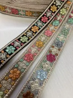 インド刺繍リボン 150cmカット 3本セットSALE インドリボン 刺繍