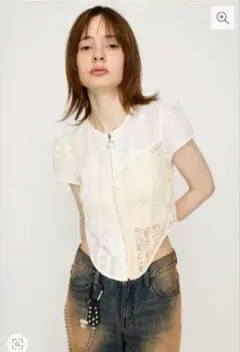 SLY CAP SLEEVE ZIP LACE トップス