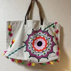 アンコキーヌ　カラフル刺繍トートバッグ