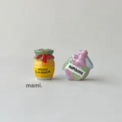 フェーヴ　カラフルな瓶詰め　2個セット　フランス　ミニチュア陶器　f-3833