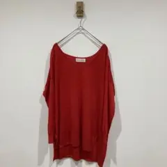 【Frame Wark】F レディース 長袖 薄手 ニット レッド 無地