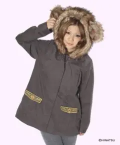 【良品】ダブルシー w♡c くまフード付モッズコート カーキ