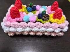 ボックスティッシュカバー 生クリームケーキ風編みぐるみ
