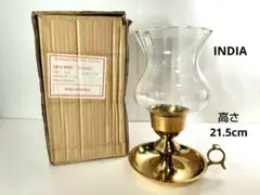 未使用　インド製　チューリップ型　キャンドル　ランプ　耐熱ガラス　真鍮製
