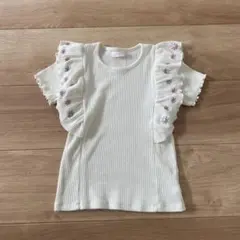 花柄フリルtシャツ