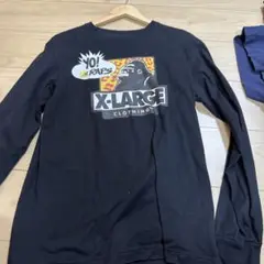 X-LARGE ブラック グラフィック長袖カットソー
