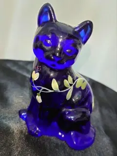 【希少品】FENTON CAT フェントン ガラス 置物　ワインレッド 希少品】FENTON CAT フェントン ガラス 置物 ワインレッド