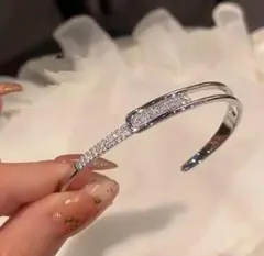498 シルバー ブレスレット czダイヤモンド バングル 韓国 宝石 結婚式