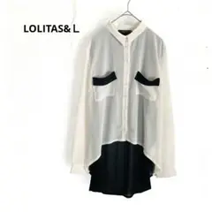 【LOLITAS&L 】シースルー長袖シャツブラウス　白✖️黒　Ｍ