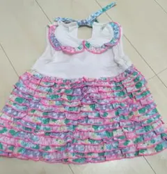 タイムセール 美品 フェフェ マルチフラワー フリル ワンピース 80