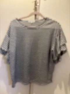 ストライプ フリル袖 Tシャツ