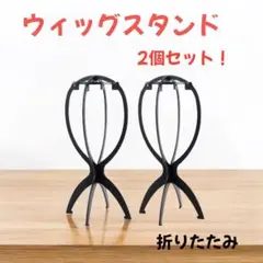 ウイッグ　スタンド　帽子　 折りたたみ式 2個セット 黒　組立式 コスプレ