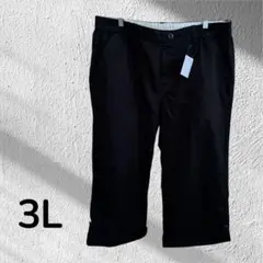 新品未着用 3L◆ロールアップ クロップド カジュアルパンツ ブラック