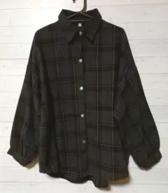 【値下げ】オリーブグリーン チェック柄 フランネルシャツ
