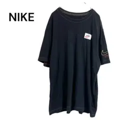 【ナイキ】XL 大人気 Tシャツ 刺繍 ステッチ 黒 シンプルカジュアルNIKE