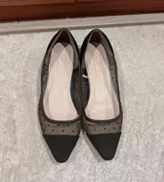 【値下げ☆】しまむらa.v.v フラットシューズ　黒ドット×メッシュ Sサイズ