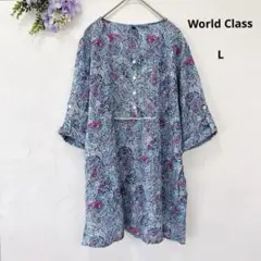 美品★World Class チュニック L ペイズリー柄 インド綿 ゆったり