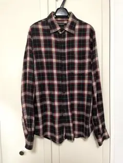 古着 ネルシャツ L チェック柄 レッド×ブラック 長袖