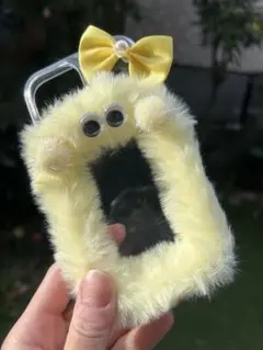 【ラスト1点】姫イエロー リボンファー ふわふわもふもふiPhone15ケース